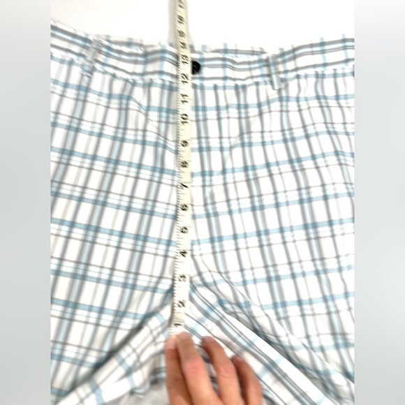 ADIDAS Men’s Flat Front Shorts Blue Gray Plaid Casual Size 35‎ Athleisure Golf - Picture 13 of 14